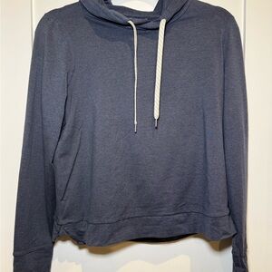 Vuori Blue Hoodie with White Drawstrings